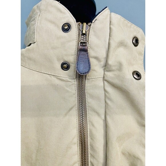 Men’s Vintage Tan Nautica Jacket SzXL Zip Front With Pockets Hidden Hood - Picture 12 of 16